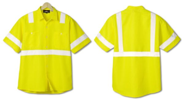 Short Sleeve Safety Workshirt - Lime Yellow - Image 2